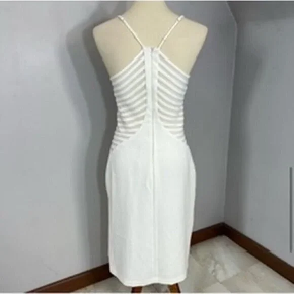 NWT Halston Heritage white bodycon cut-out midi dress sweetheart bachelorette - Picture 4 of 9